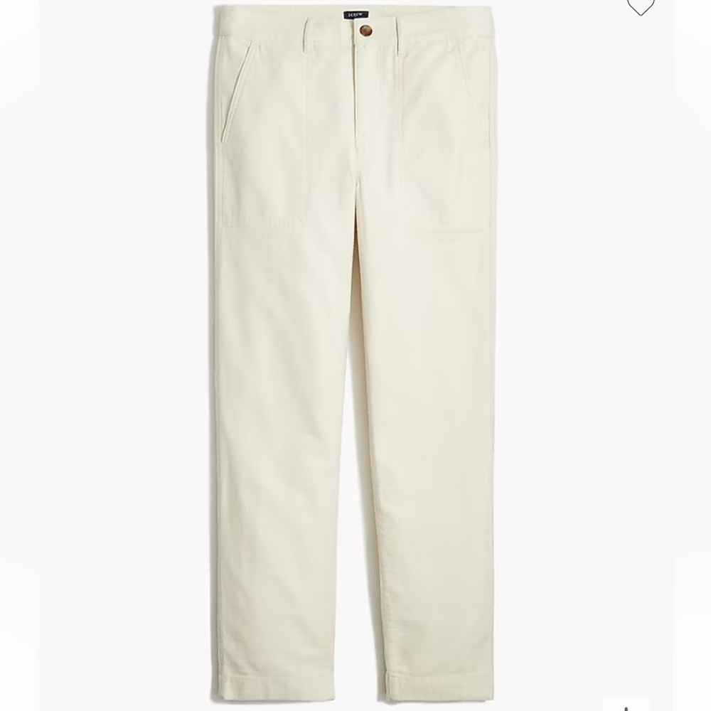 J. Crew Cotton Camp ivory Pants Sz 16 high rise straight leg crop